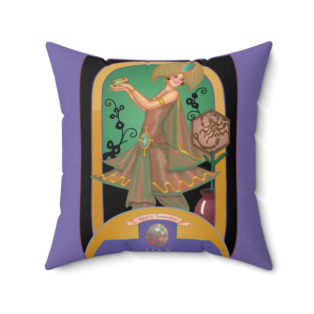 October & Opal, Tourmaline (from the Gem Series) by Sofia Chiostri Spun Polyester Square Pillow