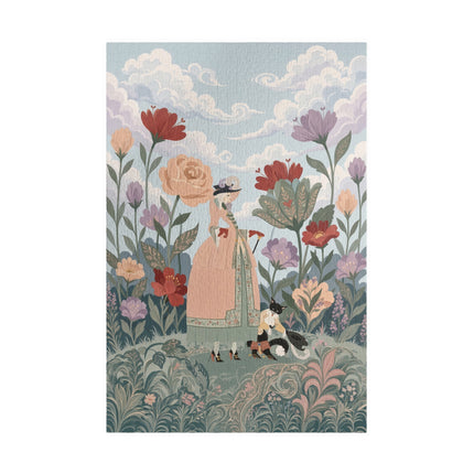 🌹🐈 The Lady And Puss In Boots Puzzle – Art Deco Floral Whimsy