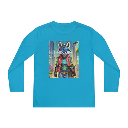Cyber Hyena Youth Long Sleeve Competitor Tee – Neon Mischief & Futuristic Style