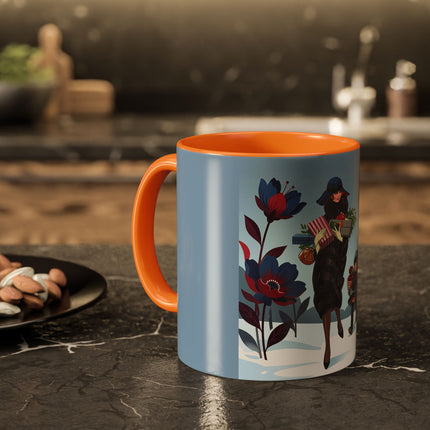 🎁🌺 The Christmas Gift Garden Stroll Colorful Mug – Art Deco Holiday Fantasy