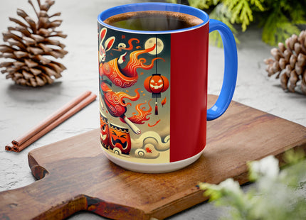 Jack-O’-Lantern Drums & The Kabuki Rabbit Colorful Mugs (11oz, 15oz)