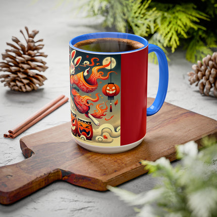 Jack-O’-Lantern Drums & The Kabuki Rabbit Colorful Mugs (11oz, 15oz)