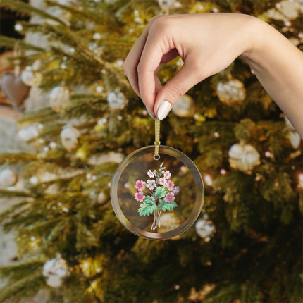 Chinese Primrose botanical illustration by Pierre-Joseph Redouté Glass Ornament