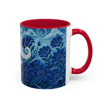 💙🌸 The Sapphire Wind Dancer Colorful Mug – Art Deco Floral Fantasy