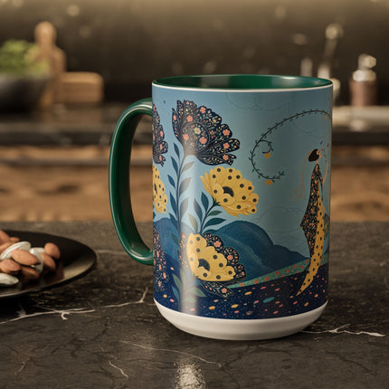 🌼🦋 The Enchanted Butterfly Garden Promenade Colorful Mug – Art Deco Floral Whimsy