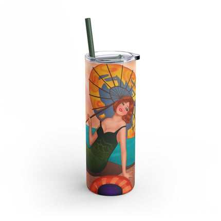 Mermaid with Parasol and Cupid by George Barbier Skinny Matte Tumbler, 20oz