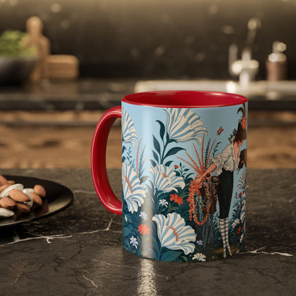 🎨💙 The Enchanted Garden Artist Colorful Mug – Art Deco Floral Whimsy