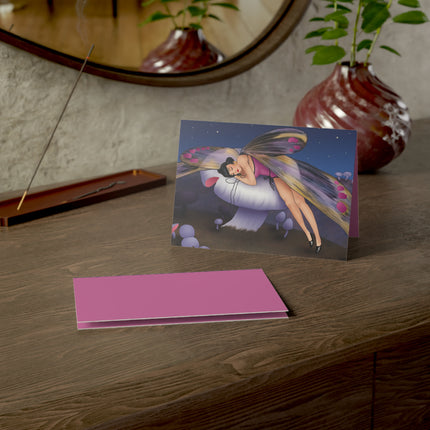 Slumbering Fairy on a Mushroom Greeting Cards (1, 10, 30, and 50pcs)