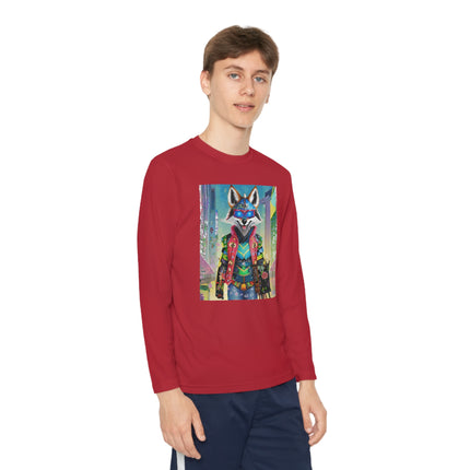 Cyber Hyena Youth Long Sleeve Competitor Tee – Neon Mischief & Futuristic Style