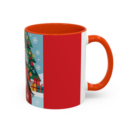 ❤️ The Lady Of The Crimson Scarf Colorful Mug – Art Deco Christmas Elegance