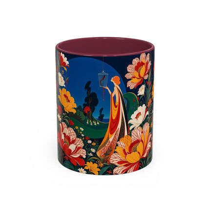 🌺🐦 The Enchanted Birdcage Garden Colorful Mug – Art Deco Floral Fantasy