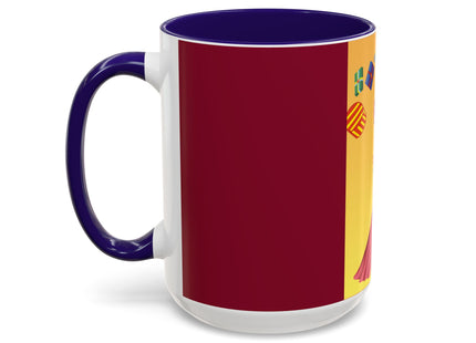 Elegant Holiday Woman with Gifts Colorful Mugs (11oz, 15oz)