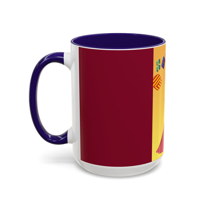 Elegant Holiday Woman with Gifts Colorful Mugs (11oz, 15oz)