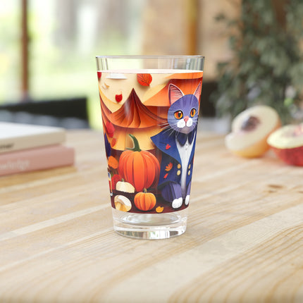 British Shorthair at an Autumn Market Glass, 16oz