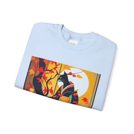 Black Cat in Kimono Unisex Heavy Blend™ Crewneck Sweatshirt