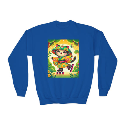 Firefly Dance on Wheels Youth Crewneck Sweatshirt – Motion, Magic & Playful Energy