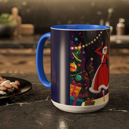🎄❄️ The Christmas Snowball Dance Colorful Mug – Whimsical Holiday Fashion Fantasy