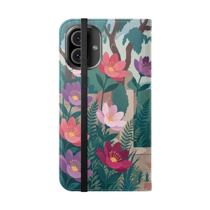 🌺🎭 The Garden Courtship Flip Case – Art Deco Floral Romance