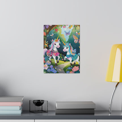 Baby Unicorns and Fluttering Butterflies Matte Canvas, Stretched, 0.75"
