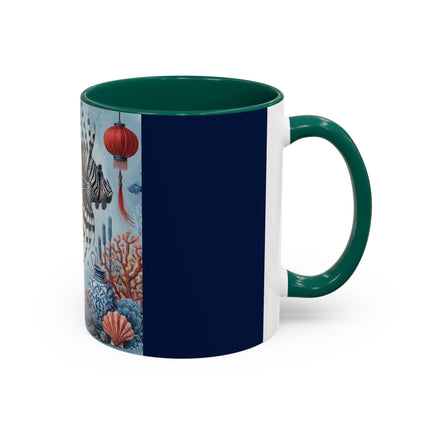 Lionfish & Lantern Colorful Mug – Mystical Ocean & Asian Harmony