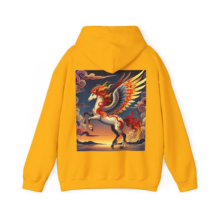 Flame-Winged Horse at Sunset – Heavy Blend™ Hooded Sweatshirt