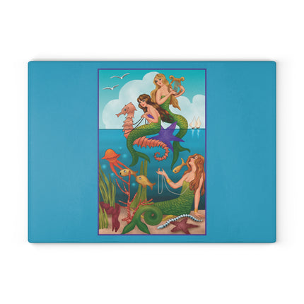 Three Mermaids with Strings of Pearls by Carlo Chiostri Glass Cutting Board