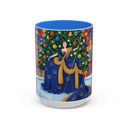 👑🎄 The Christmas Queen Of Golden Bells Colorful Mug – Art Deco Holiday Elegance