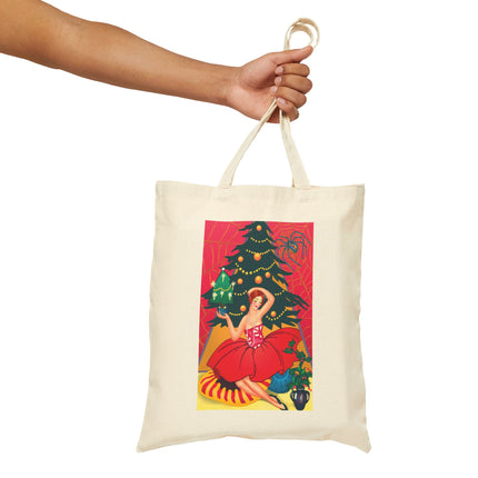Art Deco Christmas Enchantment Cotton Canvas Tote Bag
