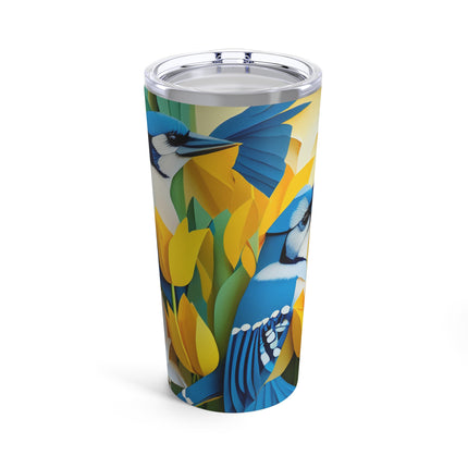 Blue Jays in a Spring Garden Tumbler 20oz