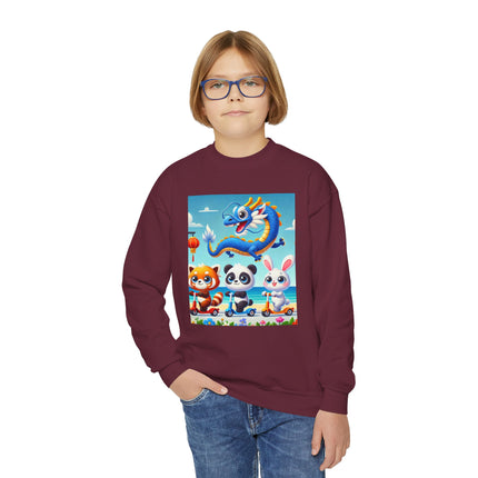 Seaside Scooter Friends Youth Crewneck Sweatshirt – Coastal Fun, Friendship & Playful Adventure