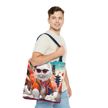 Fashionista Feline Puzzle Tote Bag (AOP)