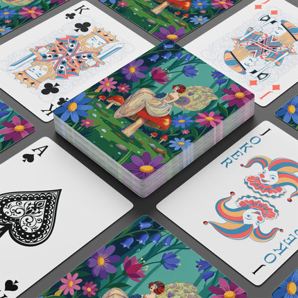 🧚🍄 The Lady Of The Enchanted Mushroom Garden Playing Cards – Art Deco Fairy Garden Fantasy
