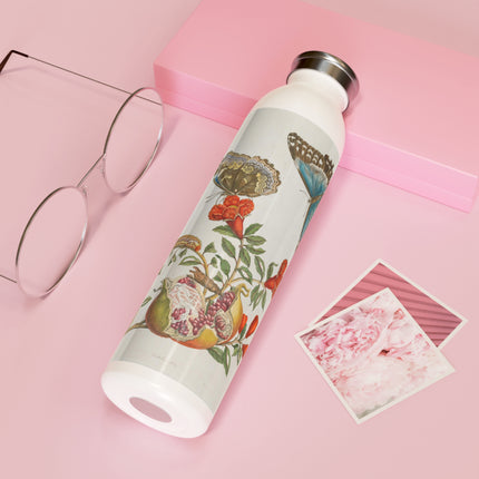 Blue Butterflies and Pomegranate by Maria Sibylla Merian Slim Water Bottle