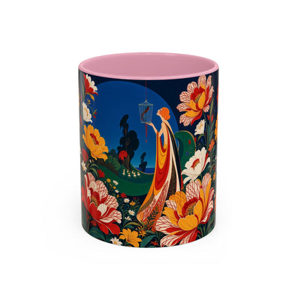 🌺🐦 The Enchanted Birdcage Garden Colorful Mug – Art Deco Floral Fantasy