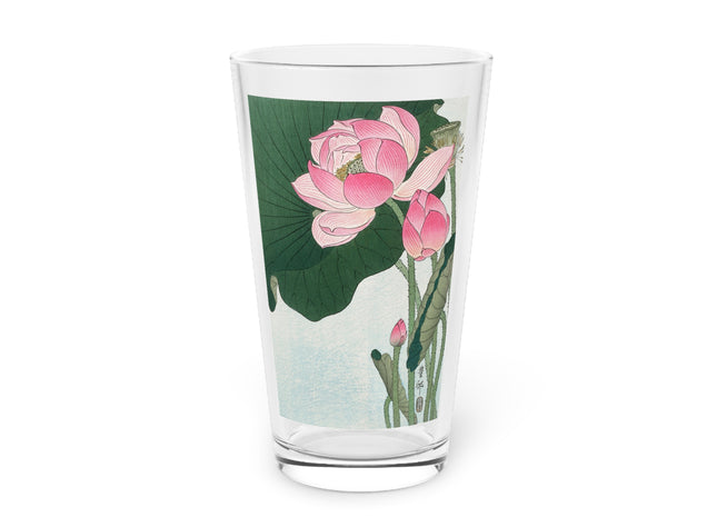 Blooming Lotus Flowers by Ohara Koson Glass, 16oz