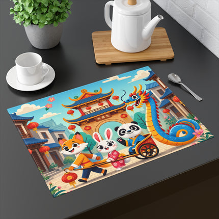 🐉🏮 Lantern Street Dragon Parade Placemat – Enchanted Lunar New Year Festival Fantasy