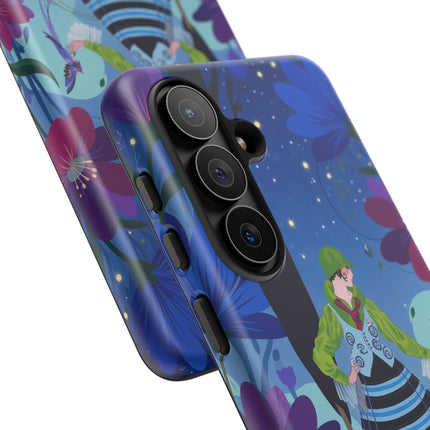 🌸🐦 The Lady Of The Midnight Bird Garden Phone Case – Art Deco Floral Fantasy