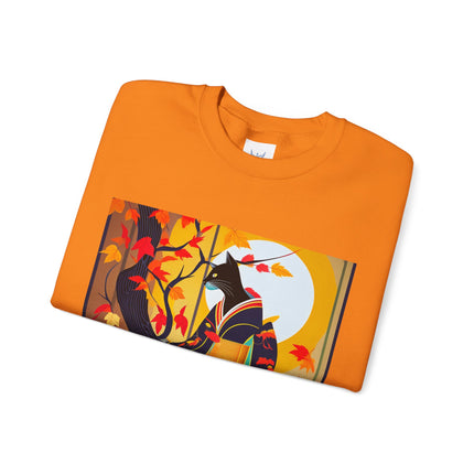 Black Cat in Kimono Unisex Heavy Blend™ Crewneck Sweatshirt
