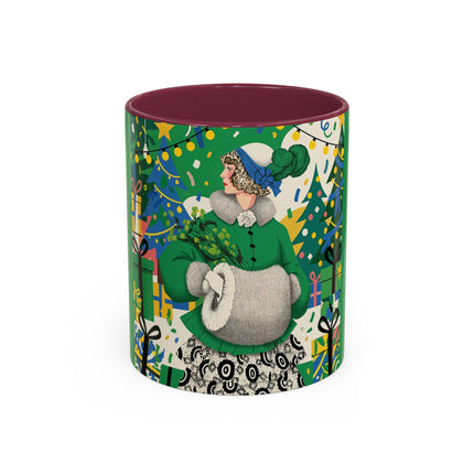 🍀🎄 The Emerald Holly Christmas Colorful Mug – Art Deco Holiday Elegance