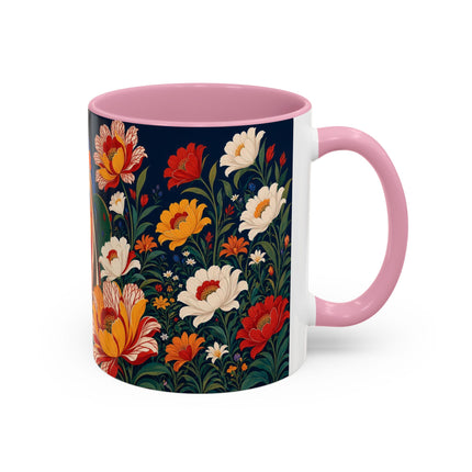 🌺🐦 The Enchanted Birdcage Garden Colorful Mug – Art Deco Floral Fantasy
