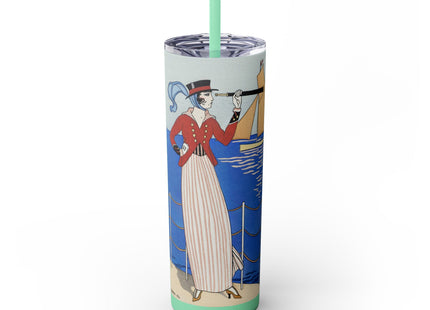 Costume de Yacht by George Barbier Skinny Tumbler with Straw, 20oz