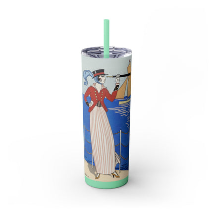 Costume de Yacht by George Barbier Skinny Tumbler with Straw, 20oz