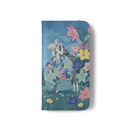 🌸💙 The Lovers In The Enchanted Garden Flip Case – Art Deco Floral Romance