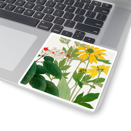 Clerodendrum & Rudbeckia Flower by Tanigami Kônan Kiss-Cut Stickers (4 Sizes)