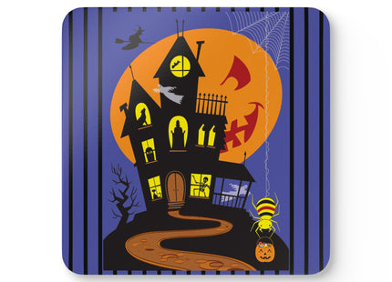 Halloween Night at the Haunted House Corkwood Coaster Set