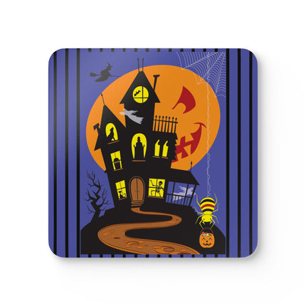 Halloween Night at the Haunted House Corkwood Coaster Set