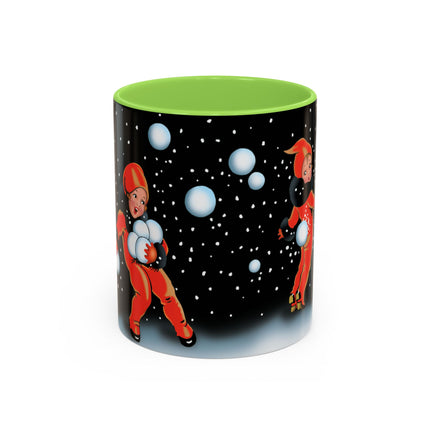 A Festive Snowball Toss Colorful Mugs (11oz, 15oz)