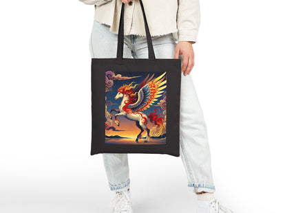 Flame-Winged Horse at Sunset Cotton Canvas Tote Bag