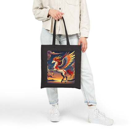 Flame-Winged Horse at Sunset Cotton Canvas Tote Bag