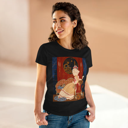 🎼🐈 The Lady Of The Midnight Salon Cotton Tee – Art Deco Fashion Illustration